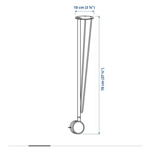 Ikea KRILLE table legs with wheels, set of 4, white, 70 cm
