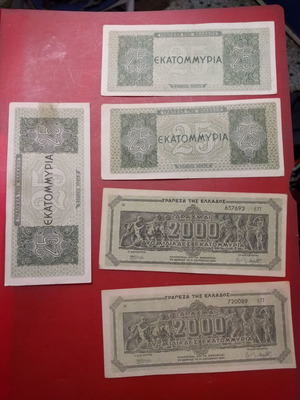 Occupation banknotes used, pack of 5, collared