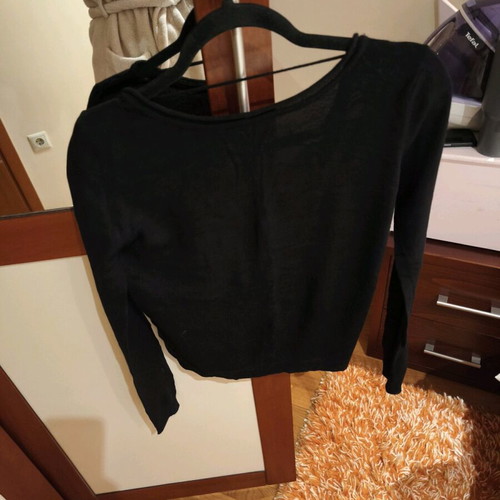 Black blouse with lace back, like new, size S