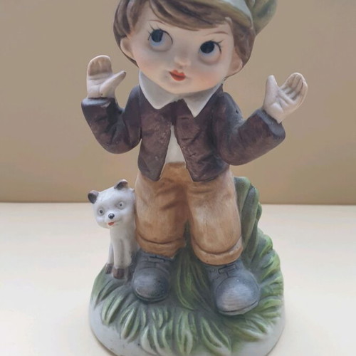 Capodimonte figurine boy with puppy like new