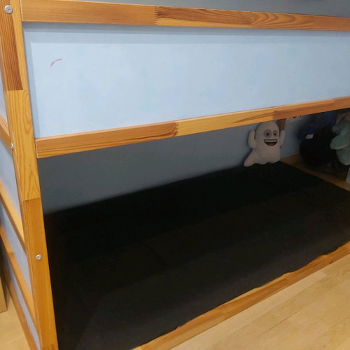 Low bed used that converts to high bunk with 2 mattresses