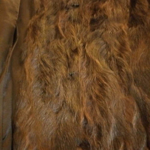 Fur jacket used brown goat leather, size XS