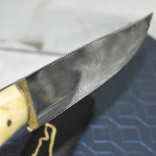 Decorative knife with engraved dedication and handmade sheath used