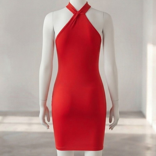Halterneck red mini dress like new by Calliope, size S