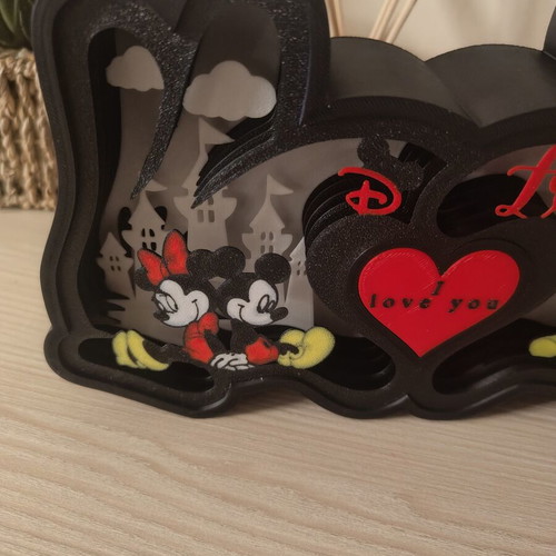 Mickey & Minnie LED lamp like new, USB powered, 3D printed