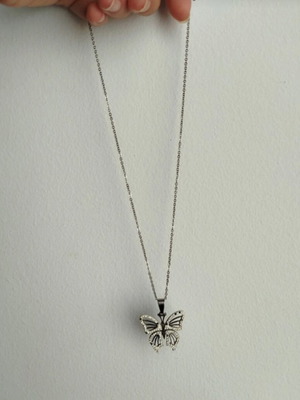 Silver necklace used with butterfly design