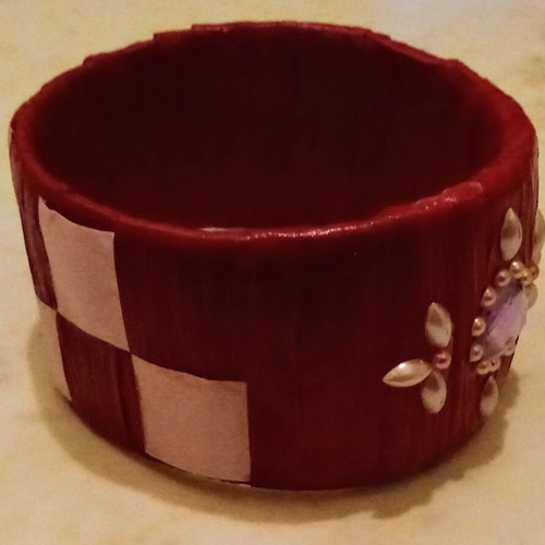 Handmade wide bracelet red and pink new with beads