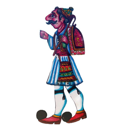 Barbagiogos shadow theater figure new, painted with anylines and edding