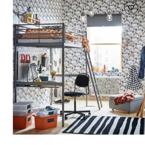 IKEA loft bed set with desk and stairs like new