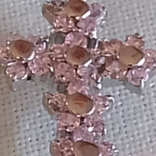 Silver Cross 925 with Pink Zirconia