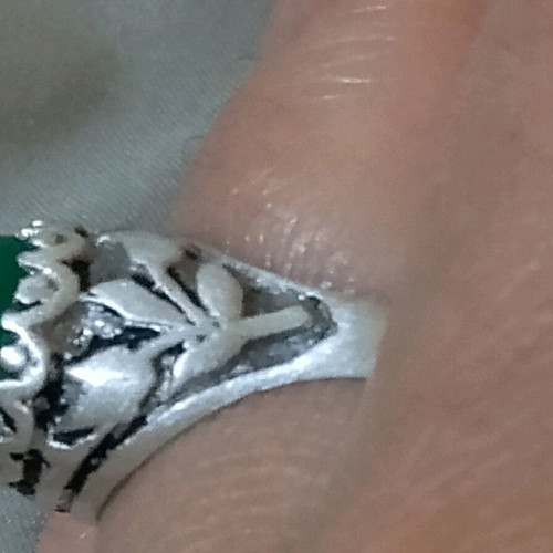 Handmade silver 925 ring with green agate like new