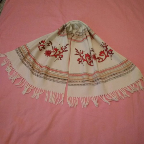 Embroidered towel used, decorative fabric wall hanging, 1970s