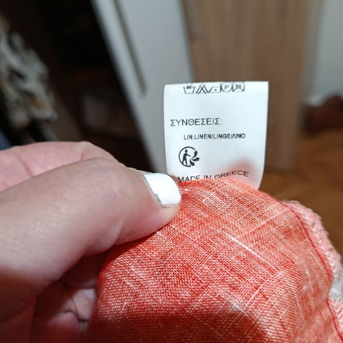 Linen blouse Milla like new, oversized fit, red and white, size L