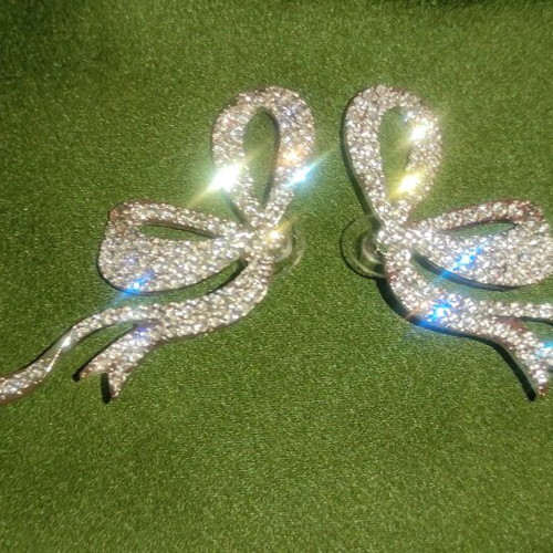 Bow-shaped earrings new, silver