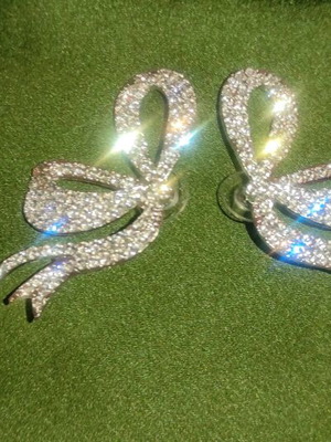 Bow-shaped earrings new, silver