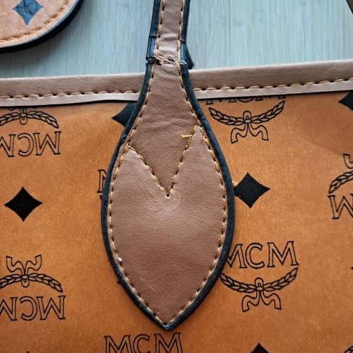 MCM Visetos Dog Bone Shopper Tote used, black and brown