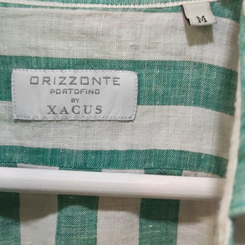 Xacus linen shirt like new, white and green, size M
