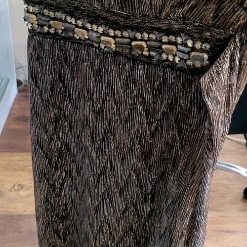 Gold asymmetric dress with stones like new, sizes XXS and XS
