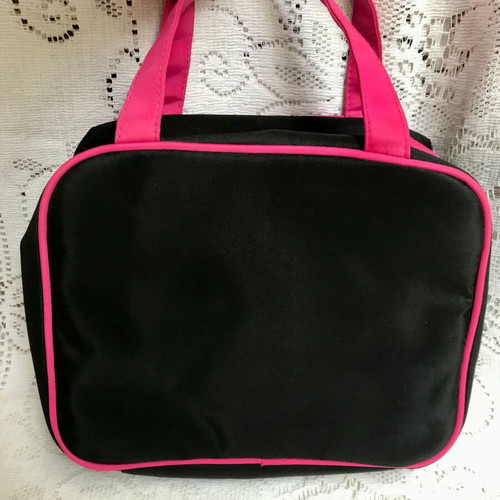 Avon Large Collectible Makeup Bag Black Pink Fuchsia with ergonomic pockets and plenty of space for cosmetics