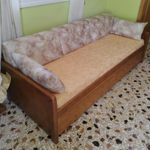 Sofa bed with solid wood frame, double bed with mattresses