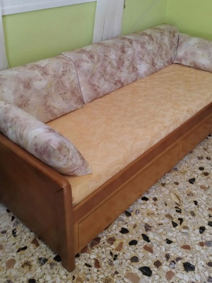 Sofa bed with solid wood frame, double bed with mattresses