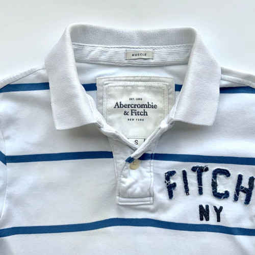 Abercrombie & Fitch Men's Short Sleeve Polo Rugby Striped Shirt Used, Size S