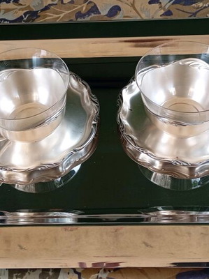 Set of 6 vintage WMF cups with saucers and large tray like new