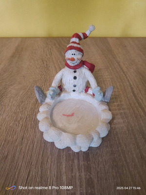 Ceramic candle holder snowman Sia Collection used