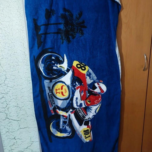 Beach towel used, dark blue, 1.47 × 0.72 m