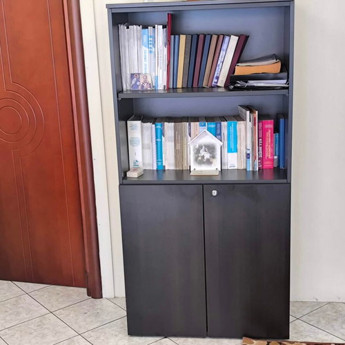Office bookcase dark brown with storage space like new