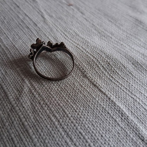 925 Silver Ring used with flowers and strass decoration