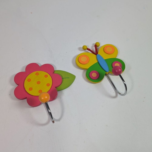 Children's single hooks used, pack of 2, wooden