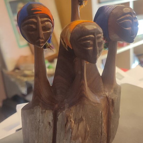 African Women Wooden Figurine Hand Carved Sculpture New