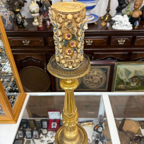 Wooden Candlestick 8195 like new with gilding, 50cm