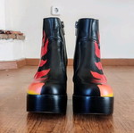 Naked Wolfe ankle boots with eccentric flame pattern, new