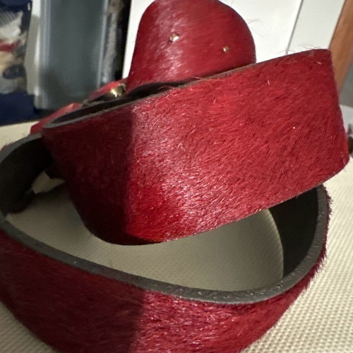 Pony skin leather women's belt like new, red
