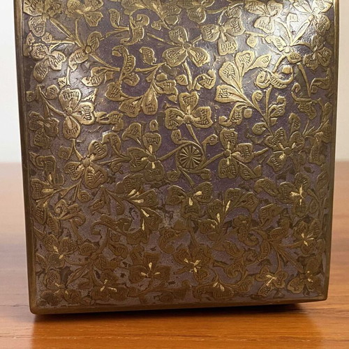 Vintage handmade metal jewelry box with embossed decoration like new