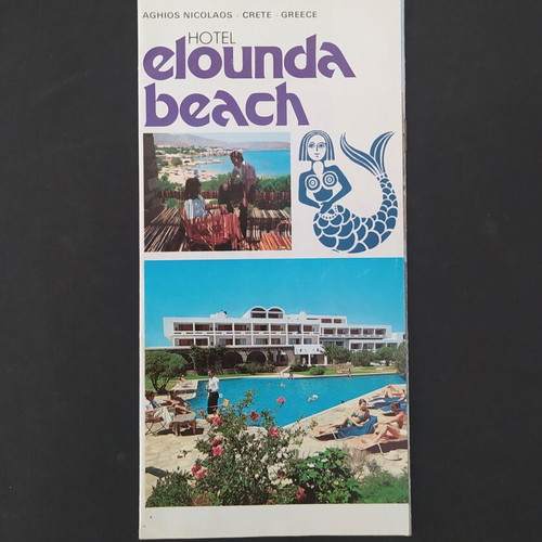 Elounda Beach hotel advertising brochure used, 1970s Crete
