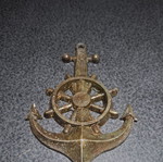 Vintage brass nautical wall decoration anchor with ship wheel