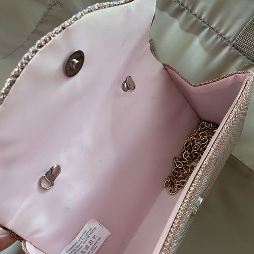 Evening bag with chain like new, pink and gold