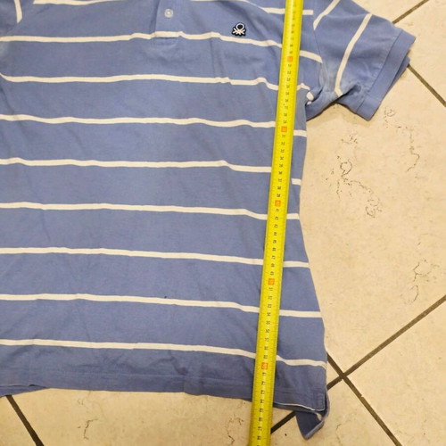 Benetton striped polo shirt, blue and white, size M