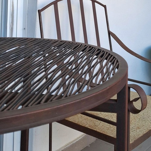 Handmade metal table Wave like new, bronze 80cm