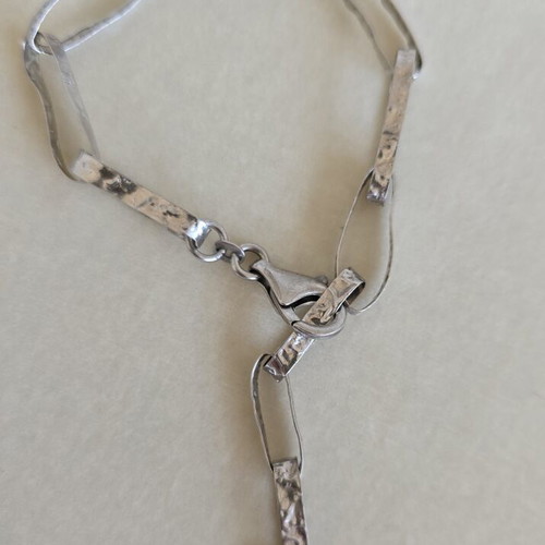 925 silver hammered necklace and bracelet set