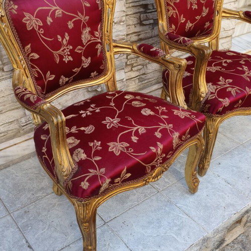 Baroque armchairs like new, set of 2 with brocade upholstery