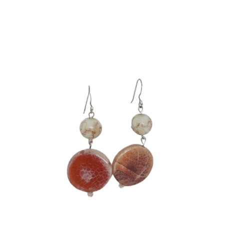 Earrings with nephrite and steel hook new