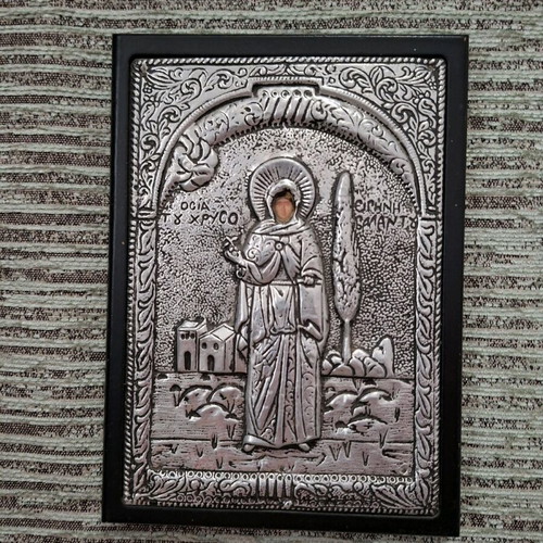 Icon of Saint Irene Chrysovalantou like new in wooden frame