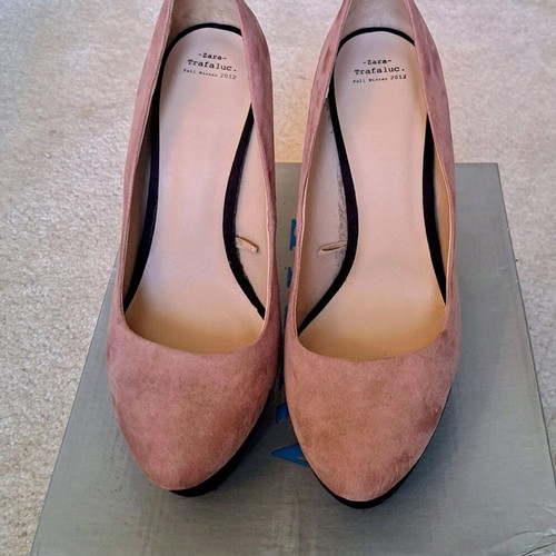 Zara platform pumps with suede texture, size 39, like new