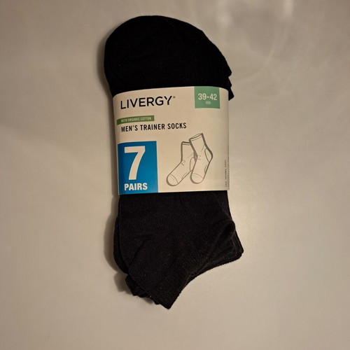 Livergy men's short black socks pack of 7, size 39-42, new