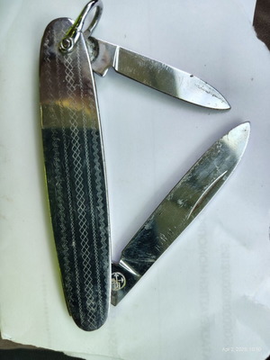 Vintage folding knife used, stainless steel or nickel