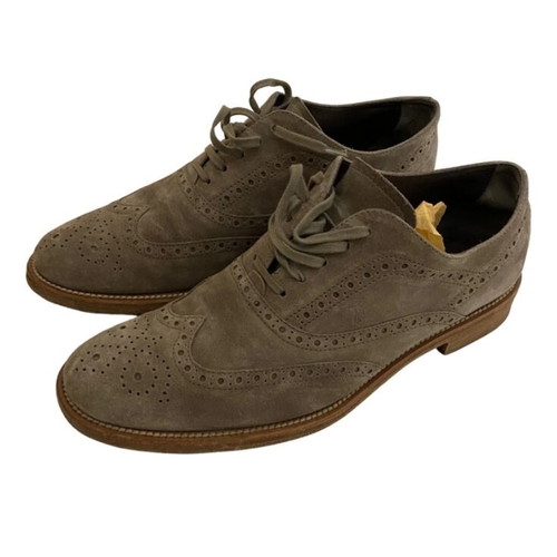 Tods Oxford suede shoes like new, grey and beige